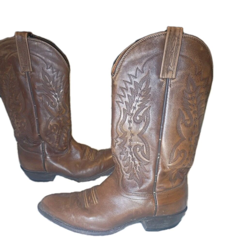 Vintage Nocona Cowboy Boots Brown Leather Mens Western Wear Mexico Men's Size 9D
